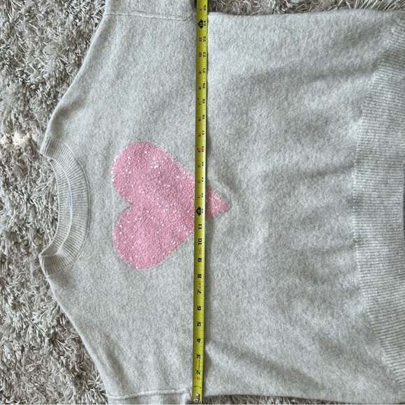 NWOT CeCe Cream and Pink Crew Neck Sweater with Vintage Heart Design - Picture 12 of 14
